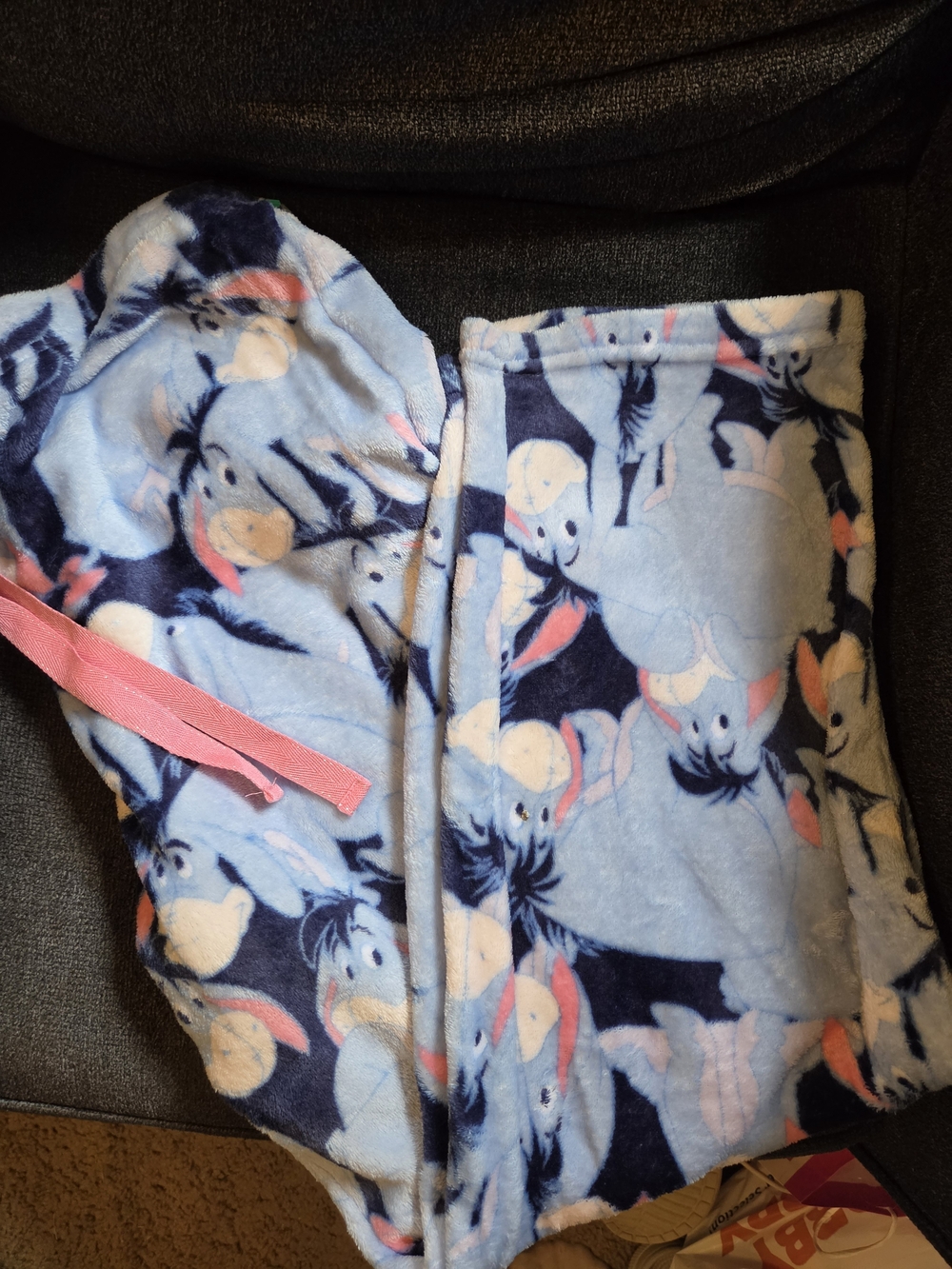 Disney Blue Eeyore Fleece Pajama Set with Pink Trim